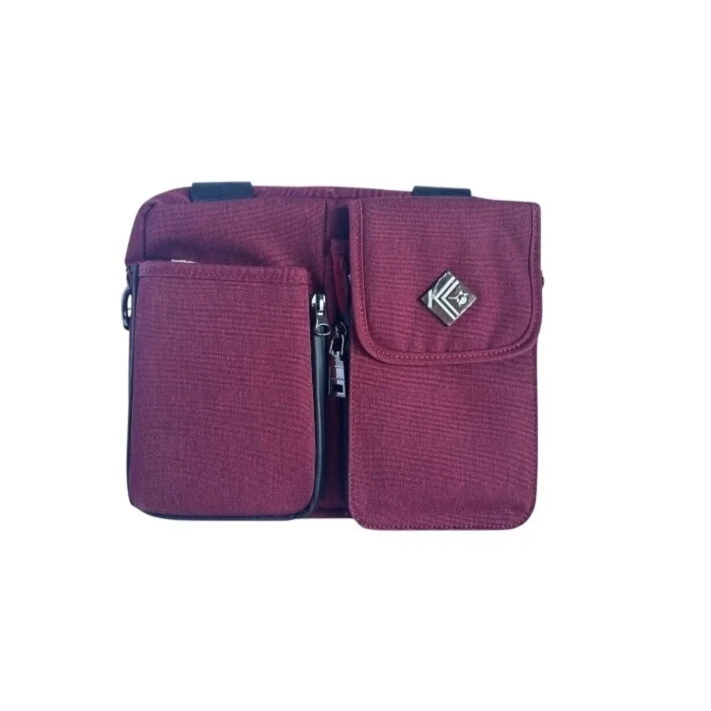 The KangaLife Nylon Traveler‎ Messenger Bag NEW RFID Wallet Bottle Pocket Red